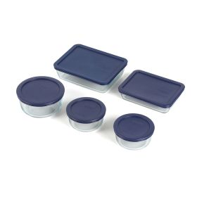 10 Piece Glass Bakeware Set w/ Blue Lids